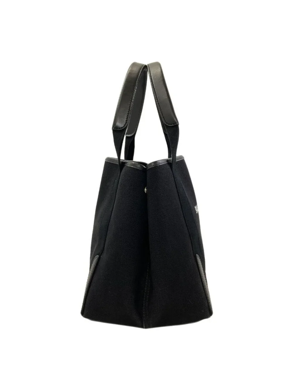 Balenciaga Navy Cabas Handbag Canvas Leather